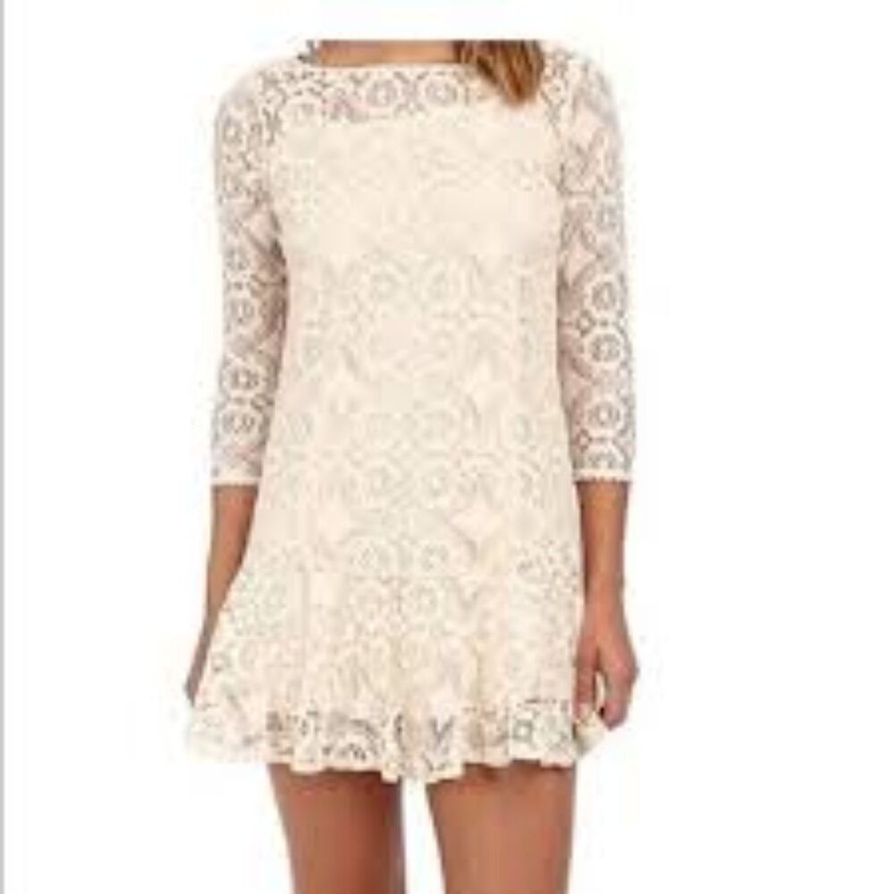 Free People Ivory Lace Hem floral dress